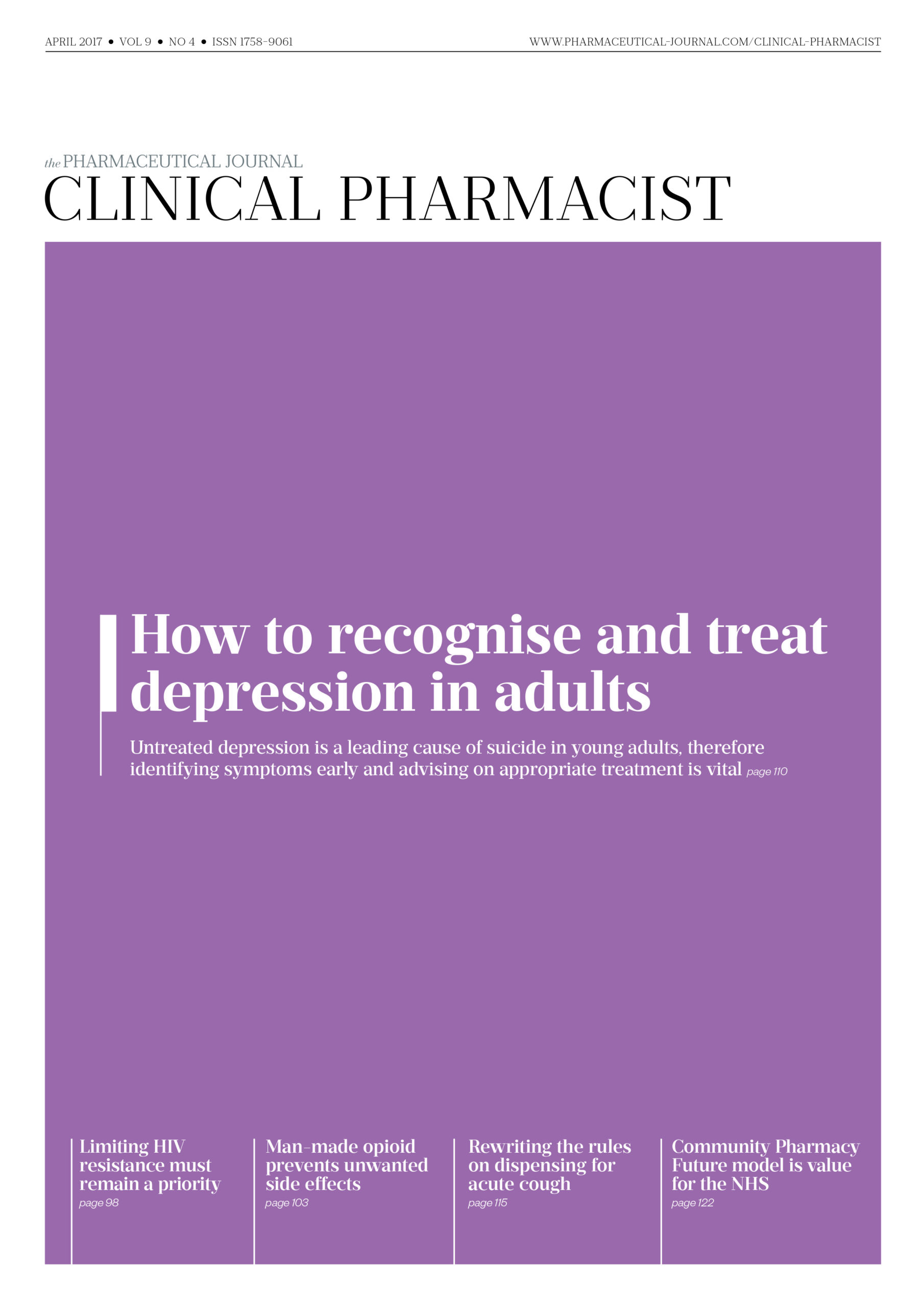 Publication issue cover for CP, April 2017, Vol 9, No 4
