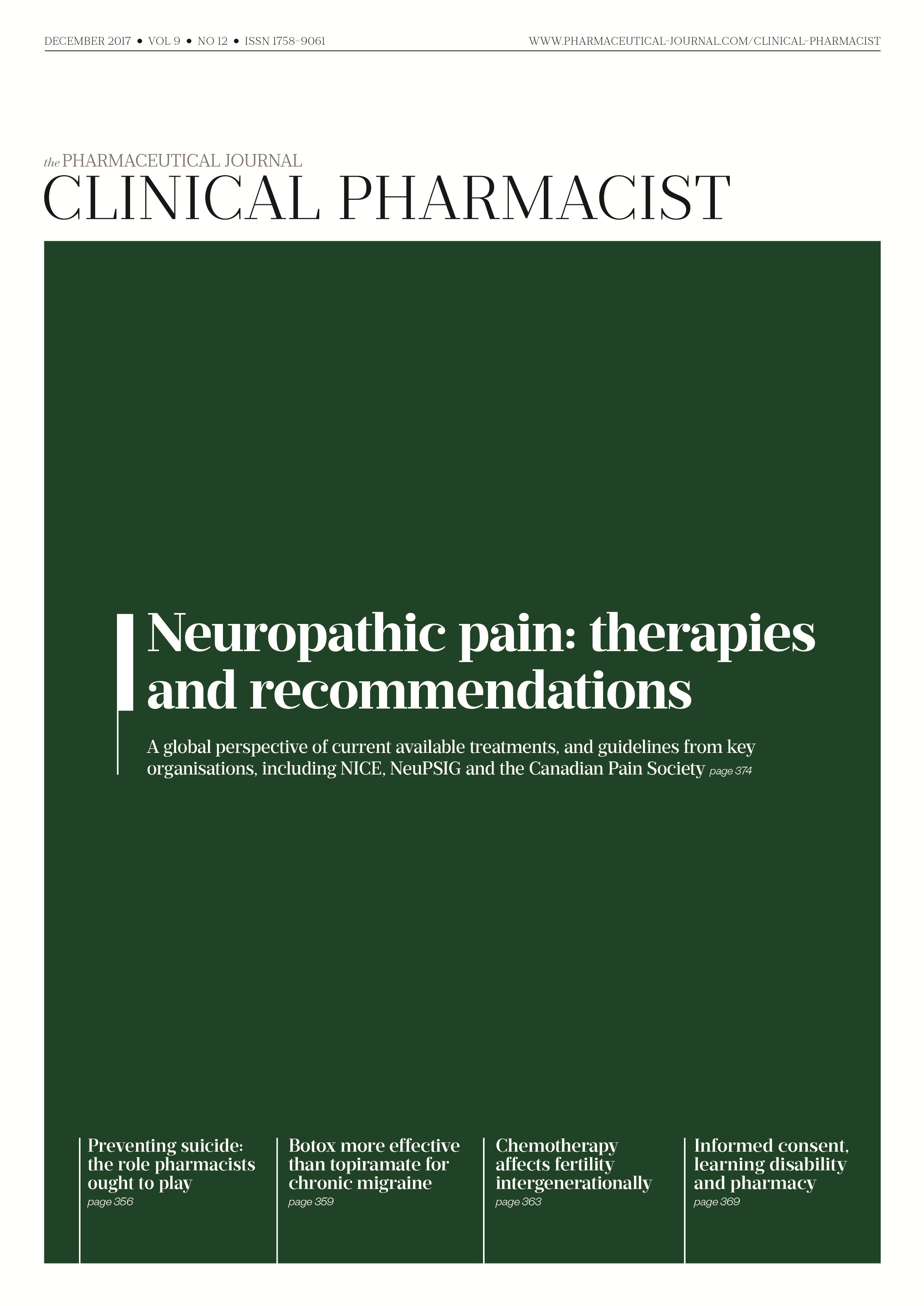 Publication issue cover for CP, December 2017, Vol 9, No 12