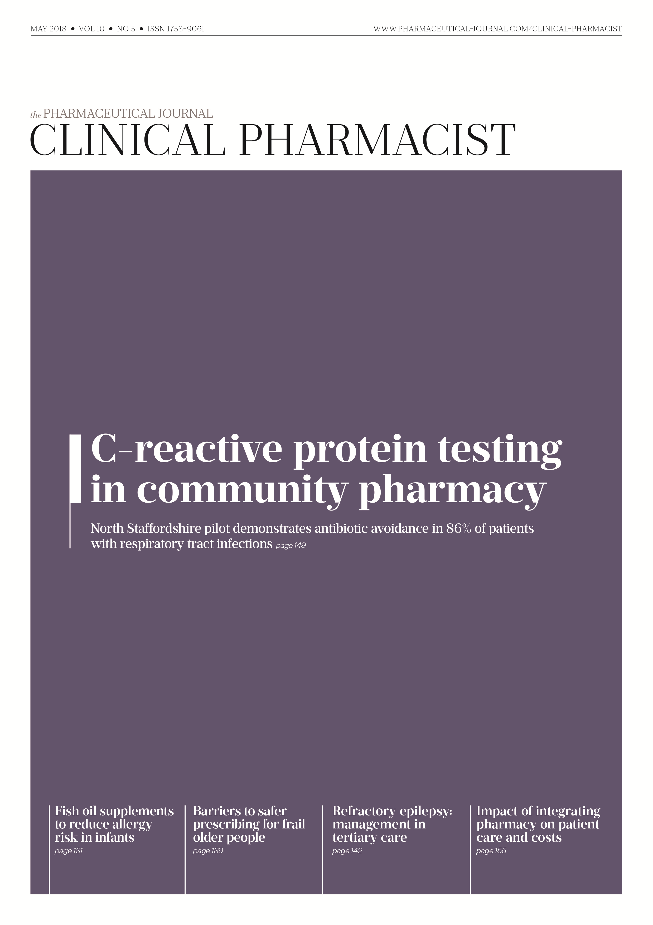 Publication issue cover for CP, May 2018, Vol 10, No 5