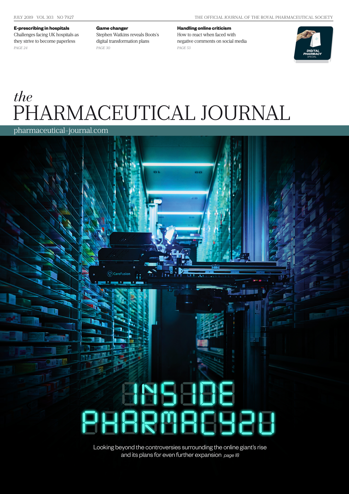 Publication issue cover for PJ, July 2019, Vol 303, No 7927