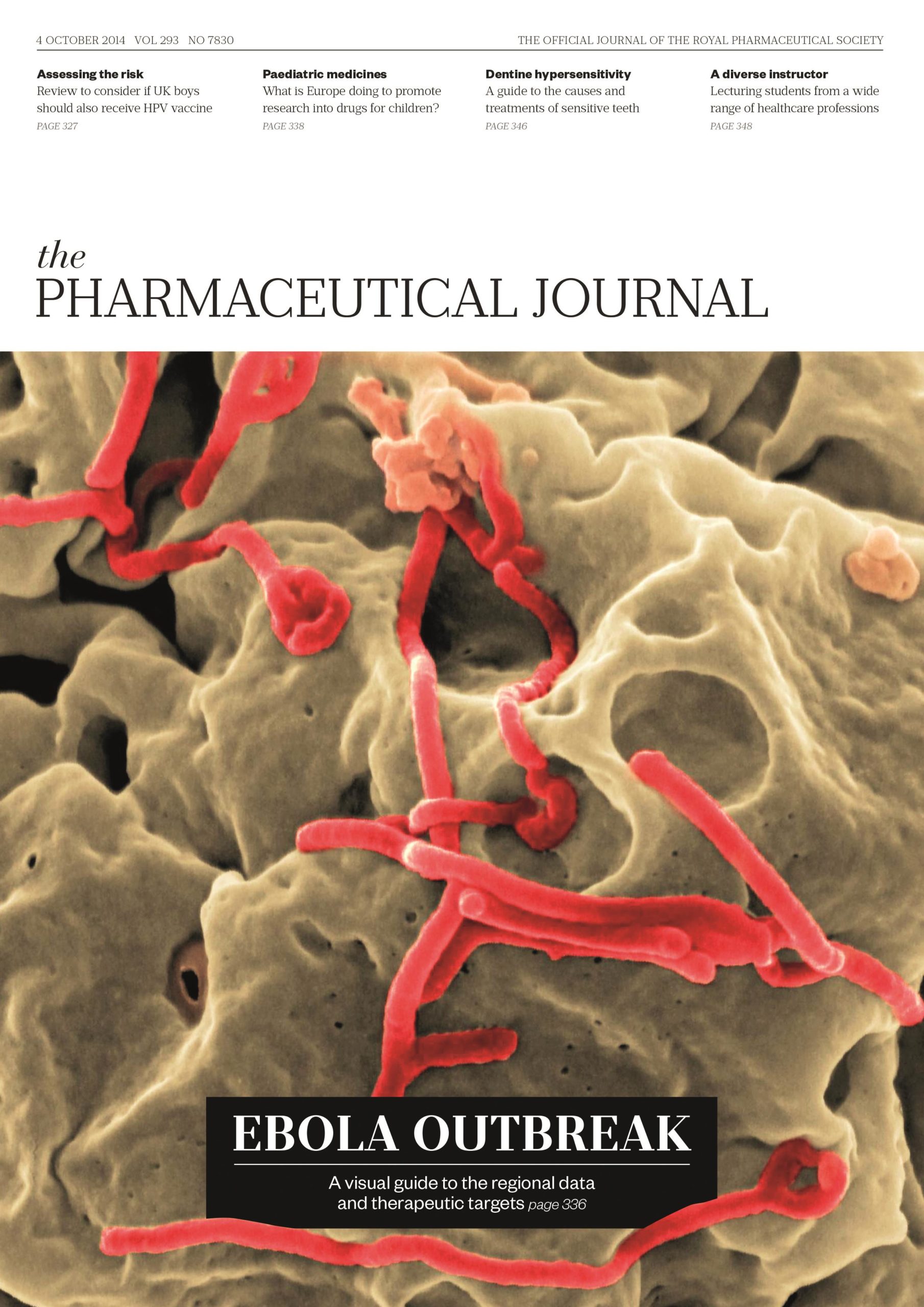 Publication issue cover for PJ, 4 October 2014, Vol 293, No 7830