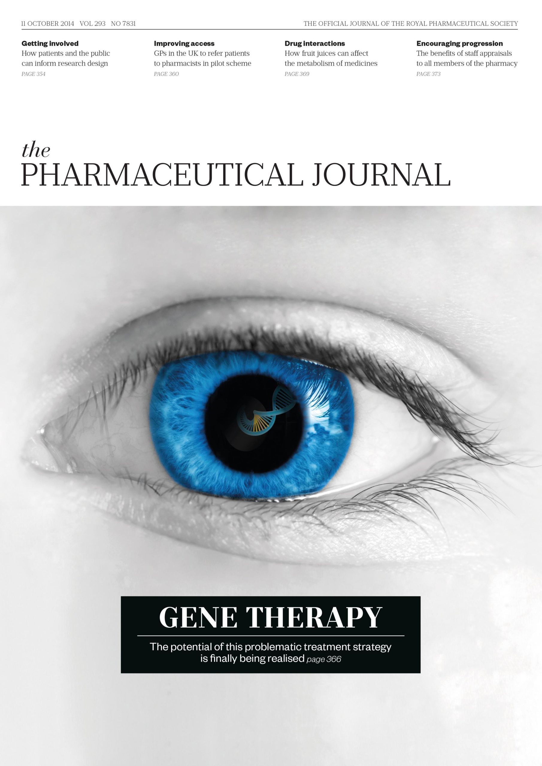 Publication issue cover for PJ, 11 October 2014, Vol 293, No 7831