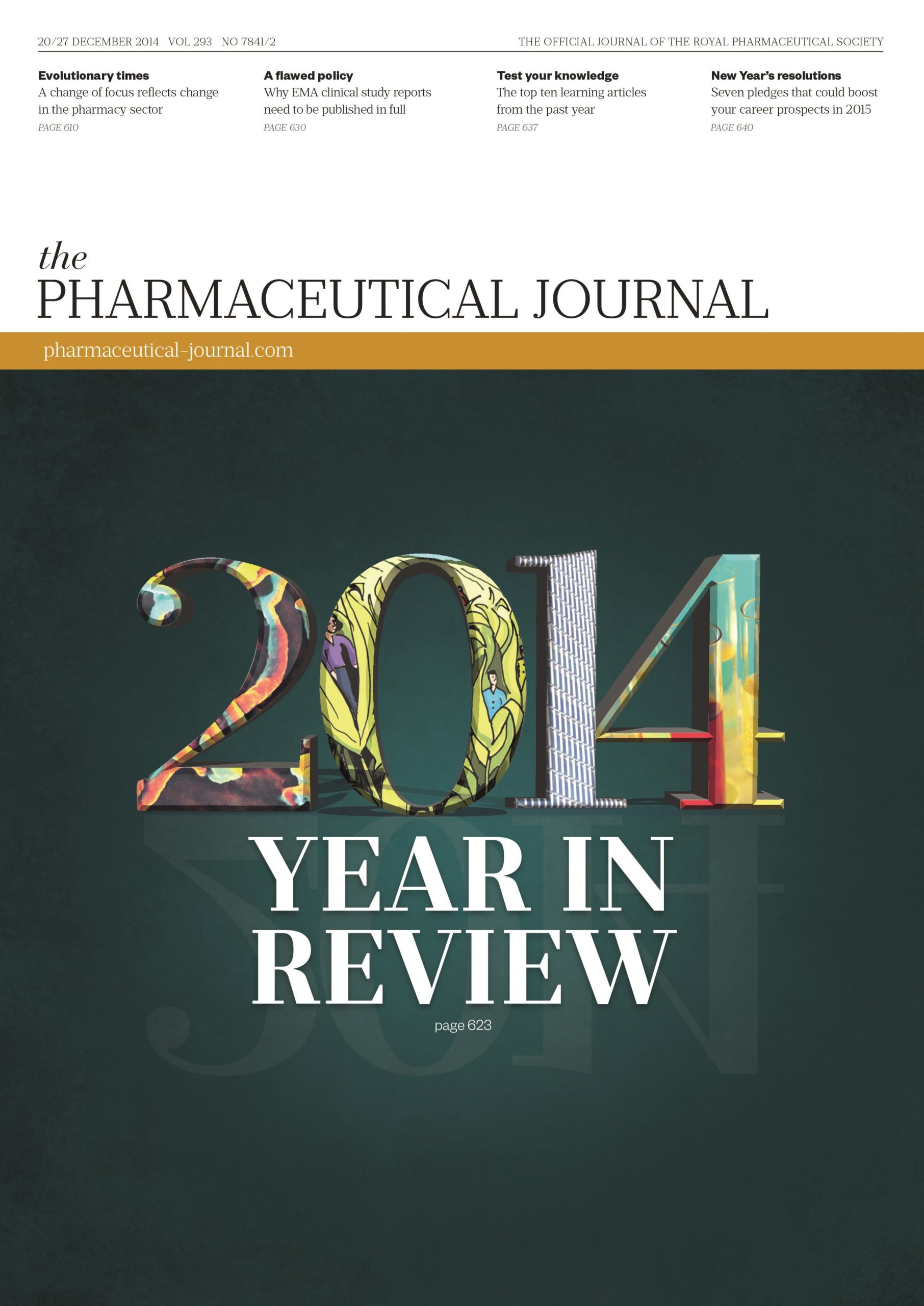 Publication issue cover for PJ, 20/27 December 2014, Vol 293, No 7841/2