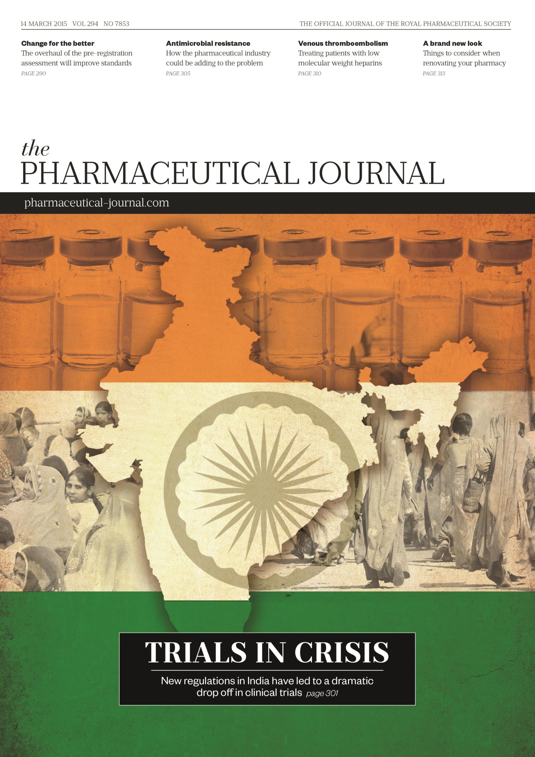 Publication issue cover for PJ, 14 March 2015, Vol 294, No 7853