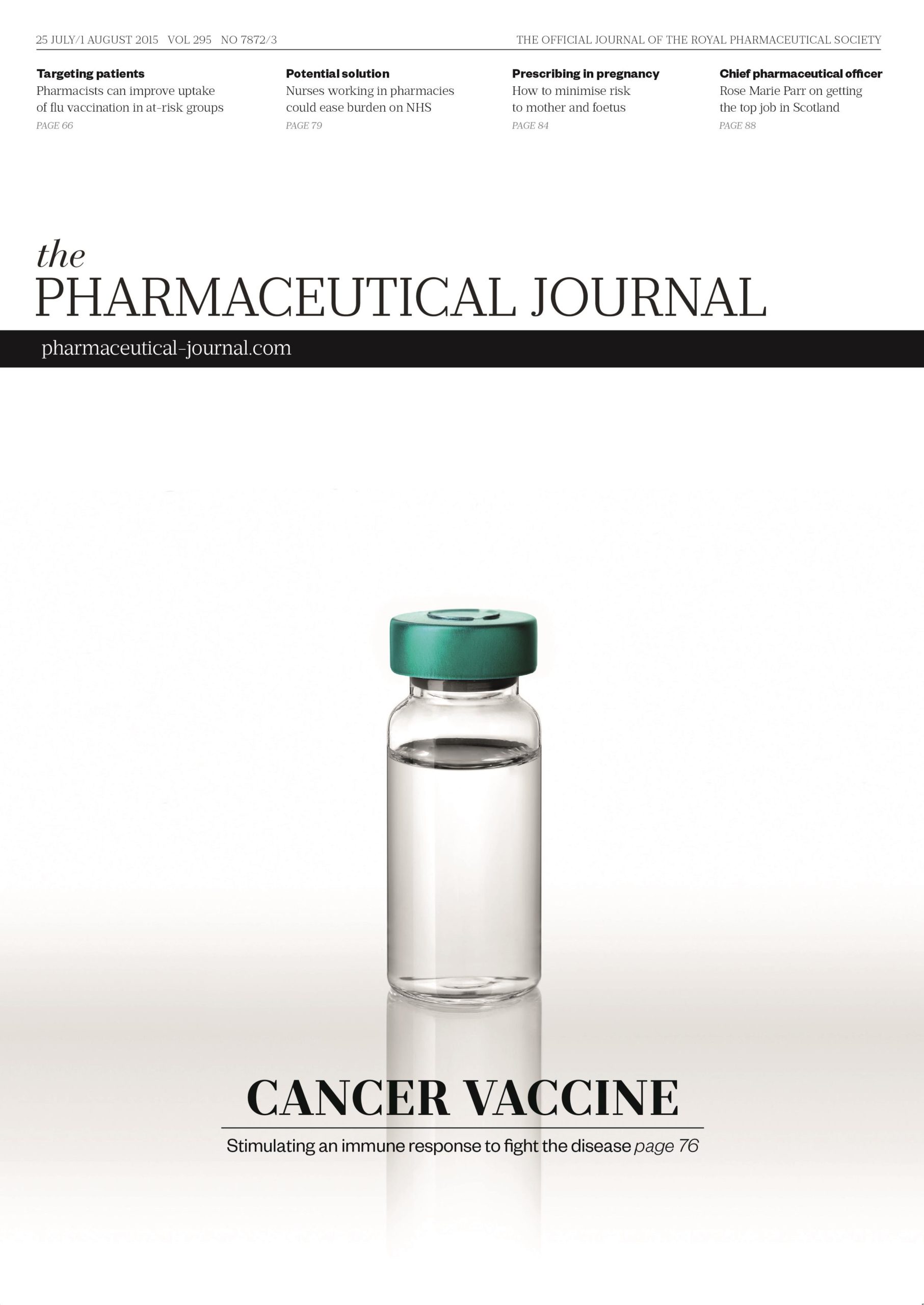 Publication issue cover for PJ, 25 July/1 August 2015, Vol 295, No 7872/3