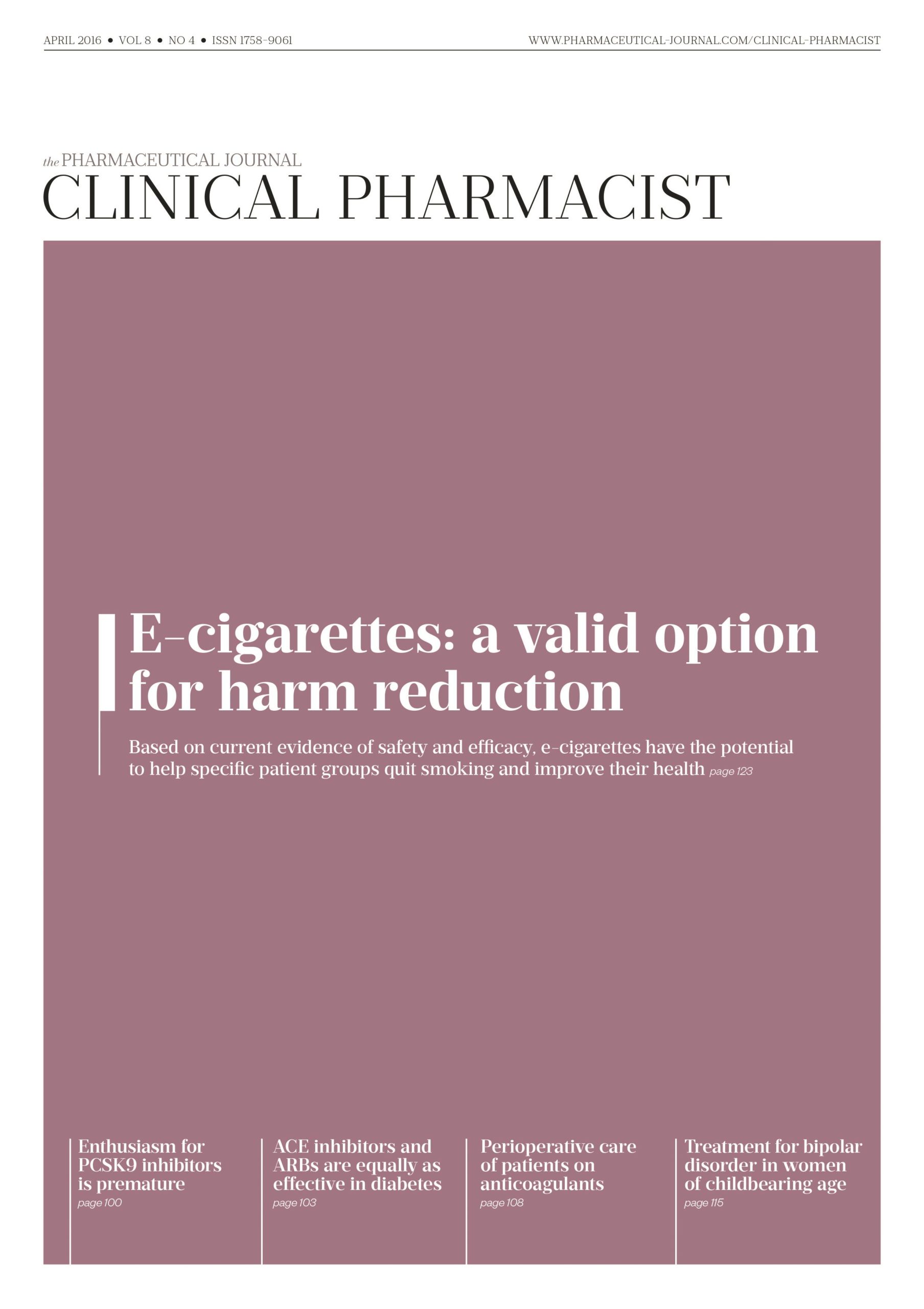 Publication issue cover for CP, April 2016, Vol 8, No 4