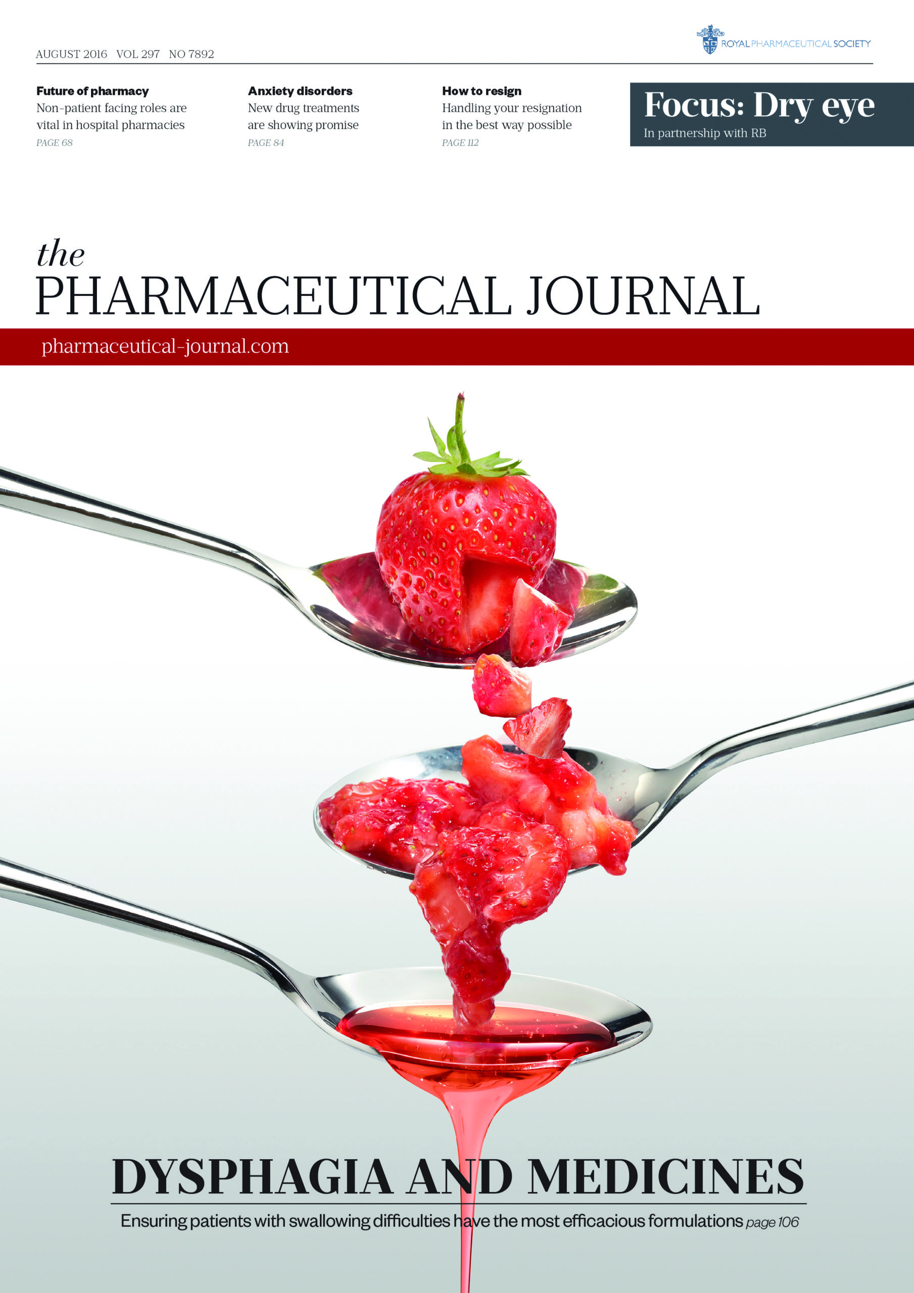 Publication issue cover for PJ, August 2016, Vol 297, No 7892