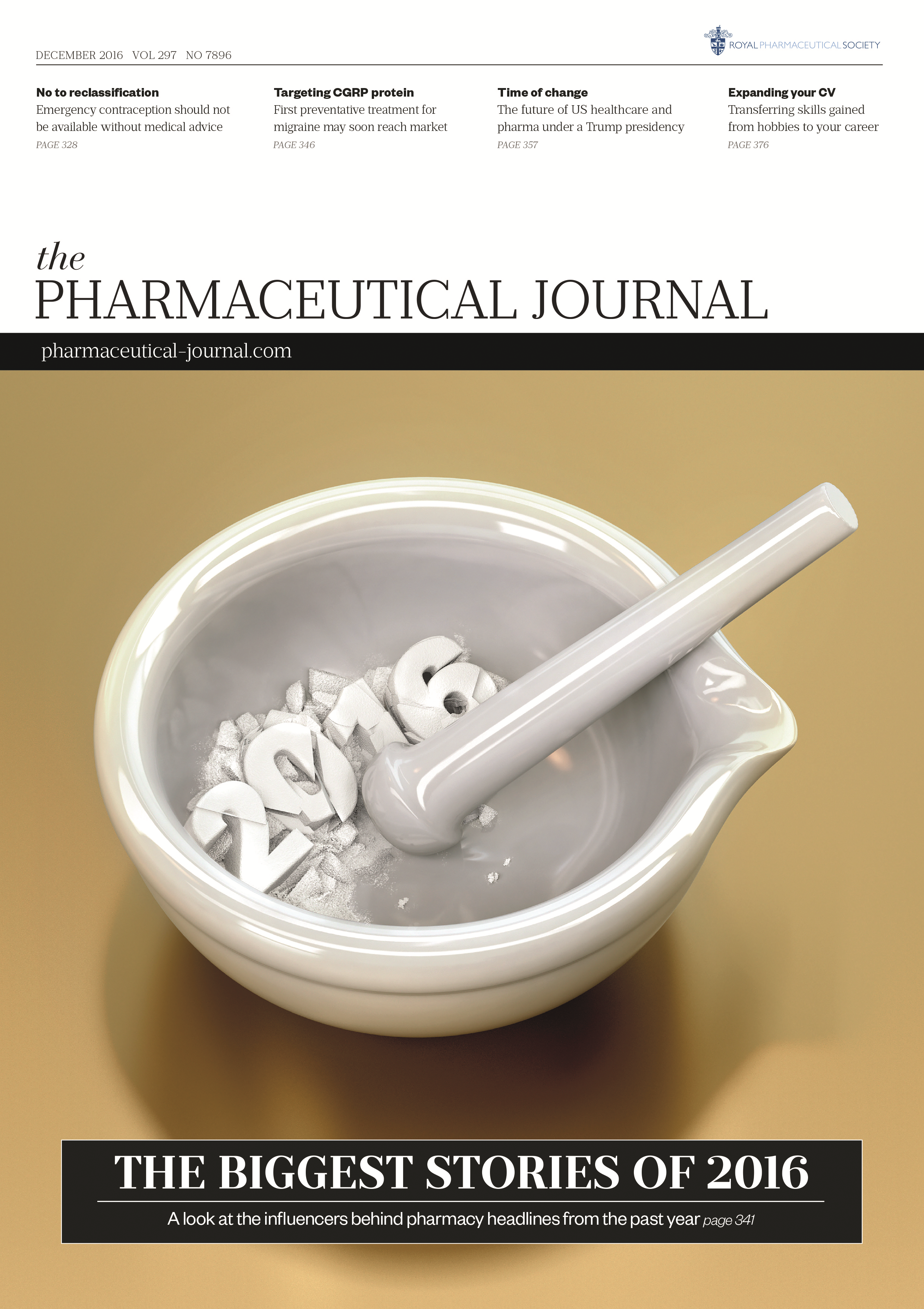 Publication issue cover for PJ, December 2016, Vol 297, No 7896