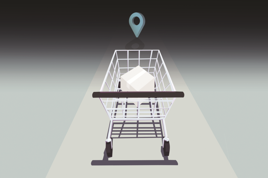 shopping cart with delivery to destination in the dark