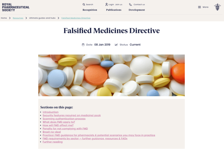 The RPS Ultimate Guide to the Falsified Medicines Directive