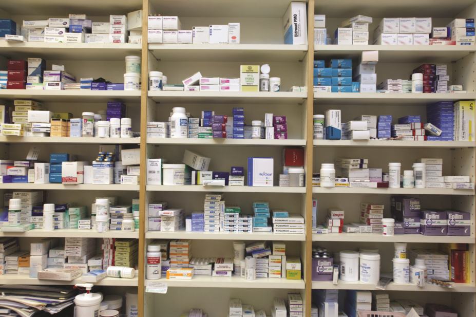 Shelves of generic drugs