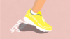 Illustration of a sport shoe running over the words joint pain