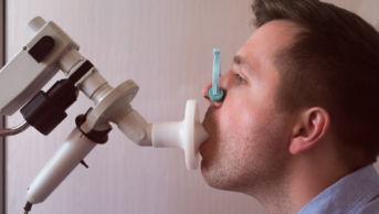 Man doing spirometry test for COPD