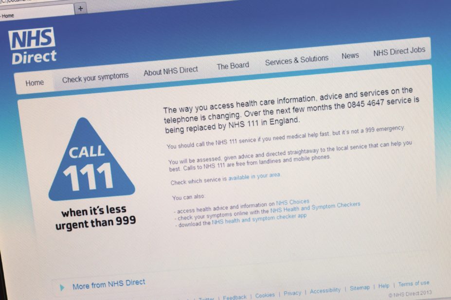 NHS 111 helpline website