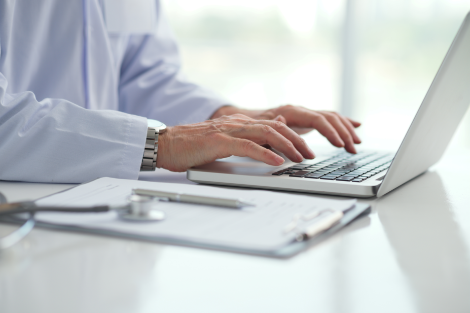 Pharmacist accessing patient record