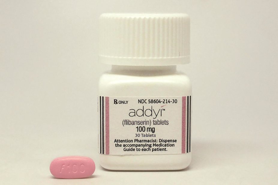 First drug to improve sexual desire in women approved. In the image, Addyi pill bottle