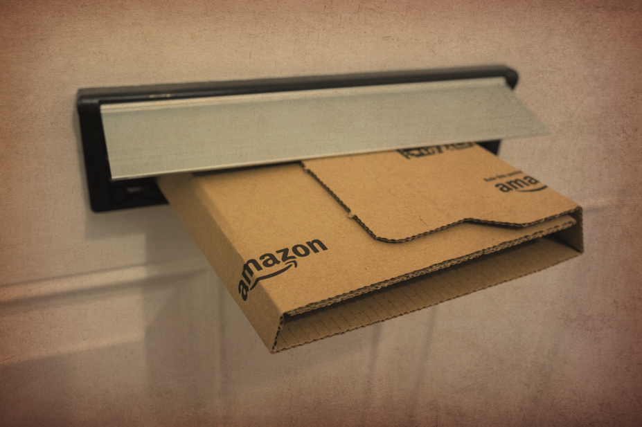 Amazon package through a letterbox