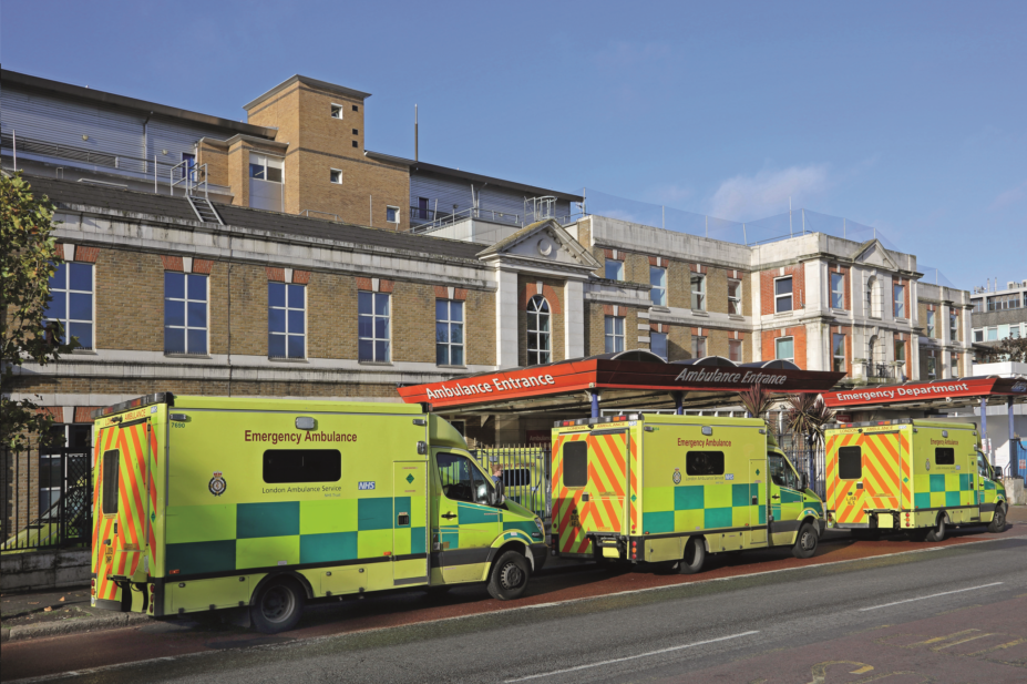 Ambulances queuing outside UK hospital