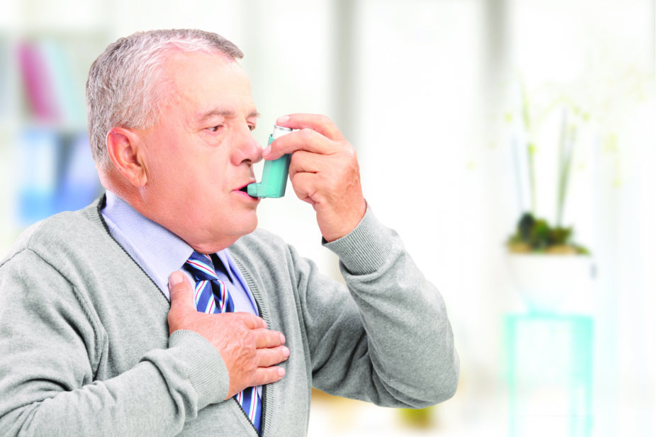 asthma inhaler use older man