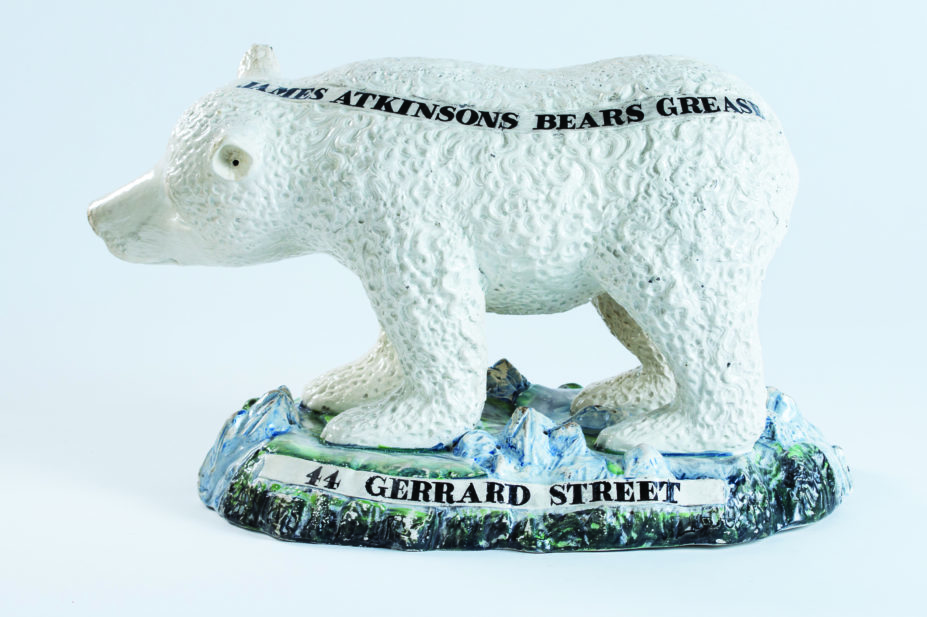 Creamware advertising model for Bears Grease, Staffordshire, 1799–1818