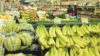 Bananas and fruits in supermarket stall