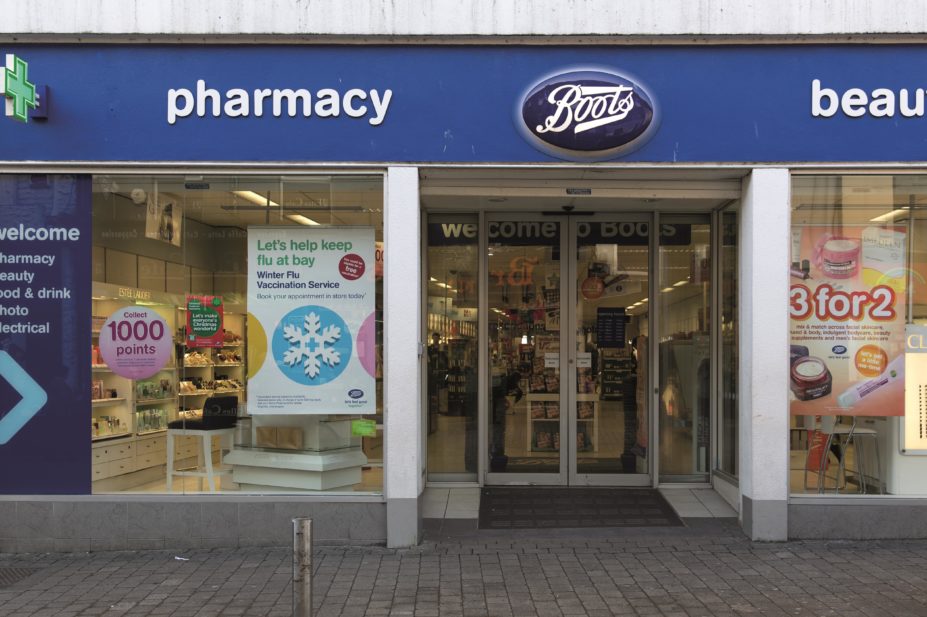 Storefront of Boots pharmacy