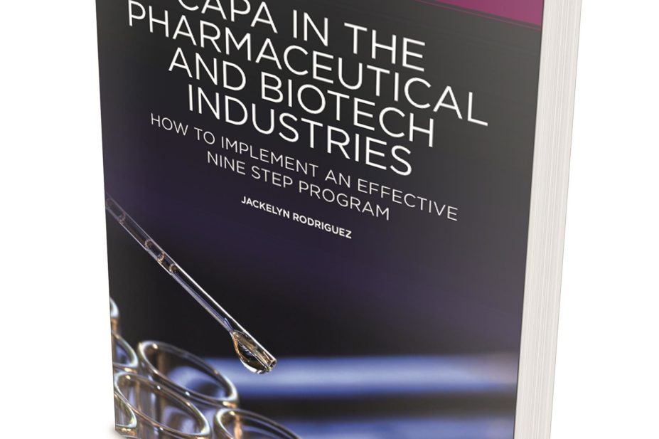Book cover of ‘CAPA in the pharmaceutical and biotech industries: how to implement an effective nine step program’ by Jackelyn Rodriguez
