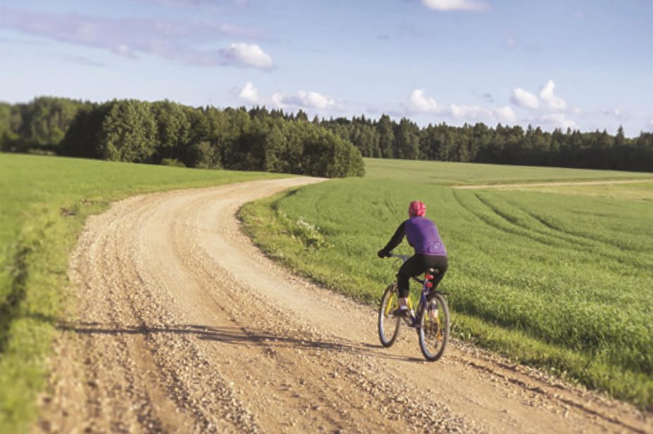 Man riding a mountain bike in the countryside