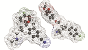 Molecular structures of antidepressant drugs citalopram and paroxetine