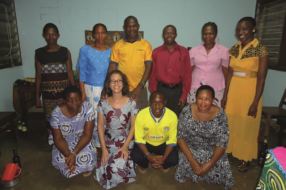 Claire Liew with the pharmacy staff of St Walburg's Hospital in Tanzania where she volunteered as part of the Voluntary Service Overseas (VSO)