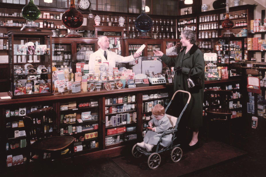 Community pharmacy, circa 1950s