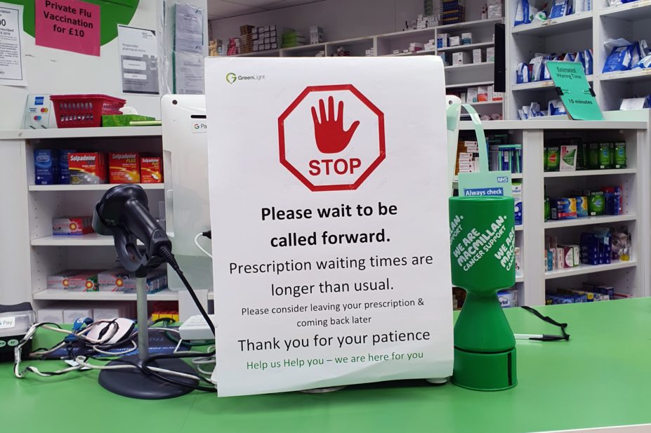 STOP sign in pharmacy