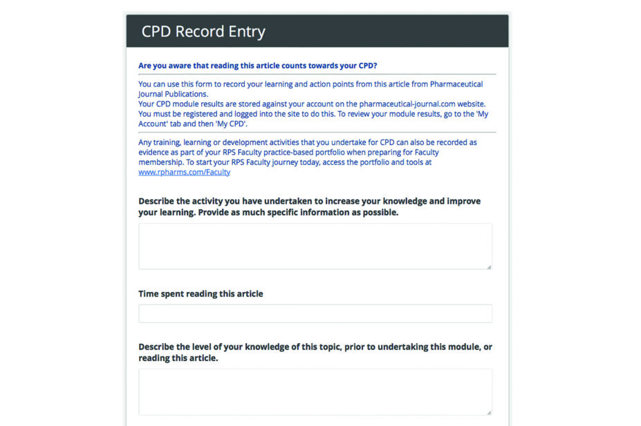 Screengrab of CPD Record Entry