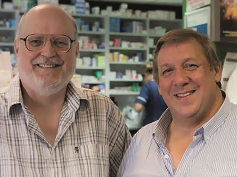 John Collins with David Sharp of D&R Sharp Chemists, Doncaster