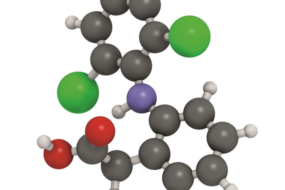 Oral diclofenac tablets (molecular structure pictured), used for short-term pain relief, will no longer be available as an over-the-counter pharmacy medicine in the UK
