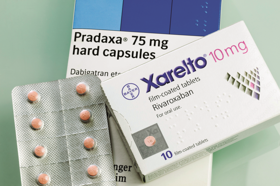 The new oral anticoagulant drugs Dabigatran, Rivaroxaban and Apixaban pills and pill boxes