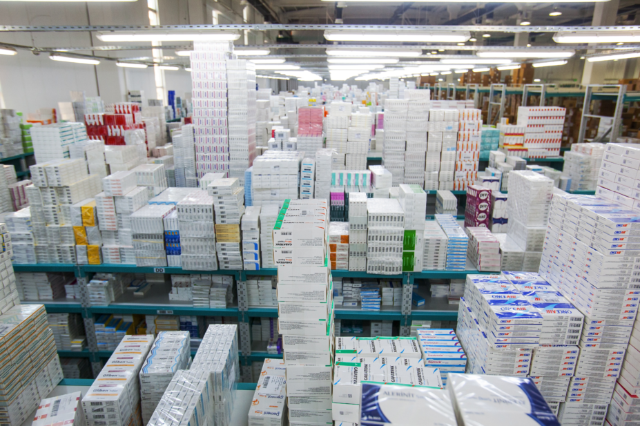 Drugs stacked in a warehouse