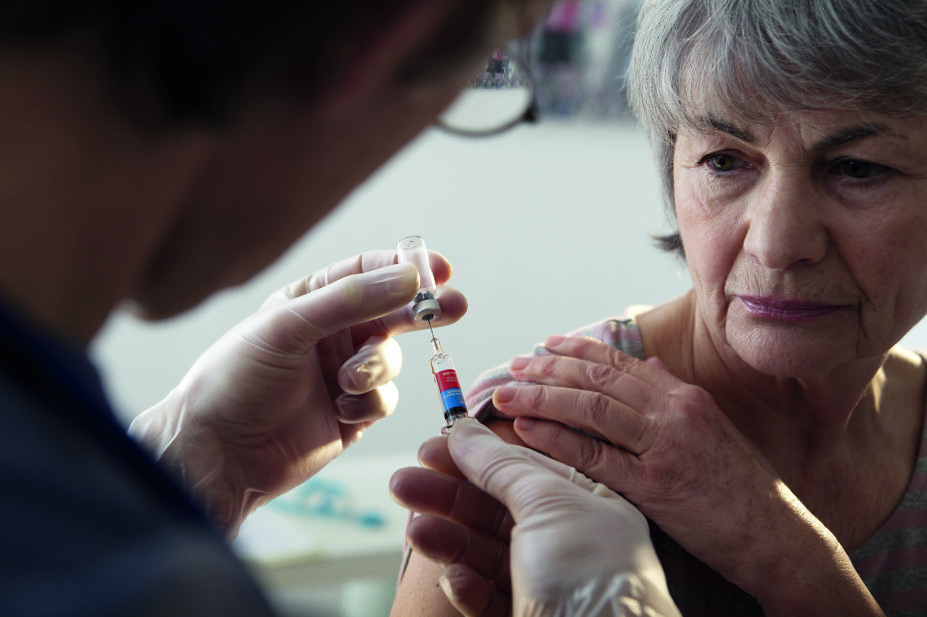 elderly woman flu vaccine
