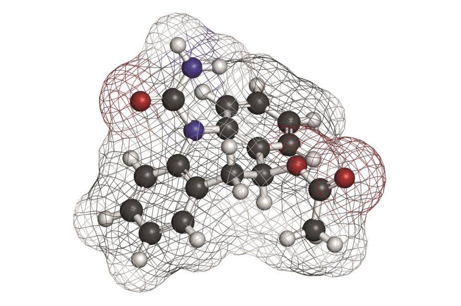 Illustration of the molecular structure of eslicarbazepine acetate