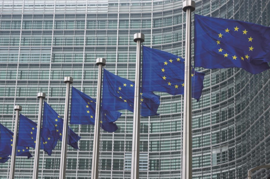 EU flags in Brussels, Belgium