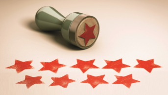 Excellence concept, nine stars stamp