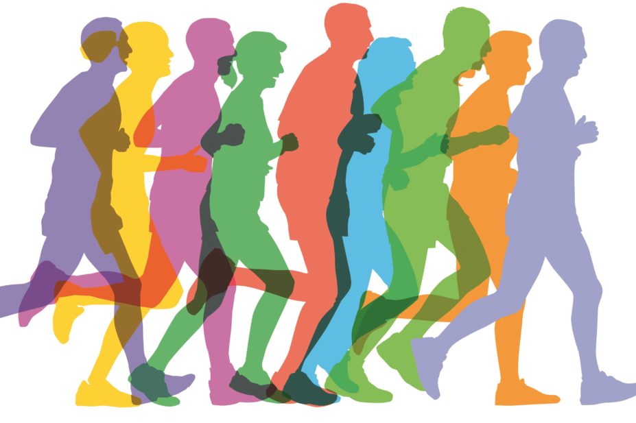 No other medical intervention can influence overall wellbeing as positively as physical activity. In the image, an illustration of people running