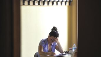 Female student studying