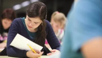 Students taking exam