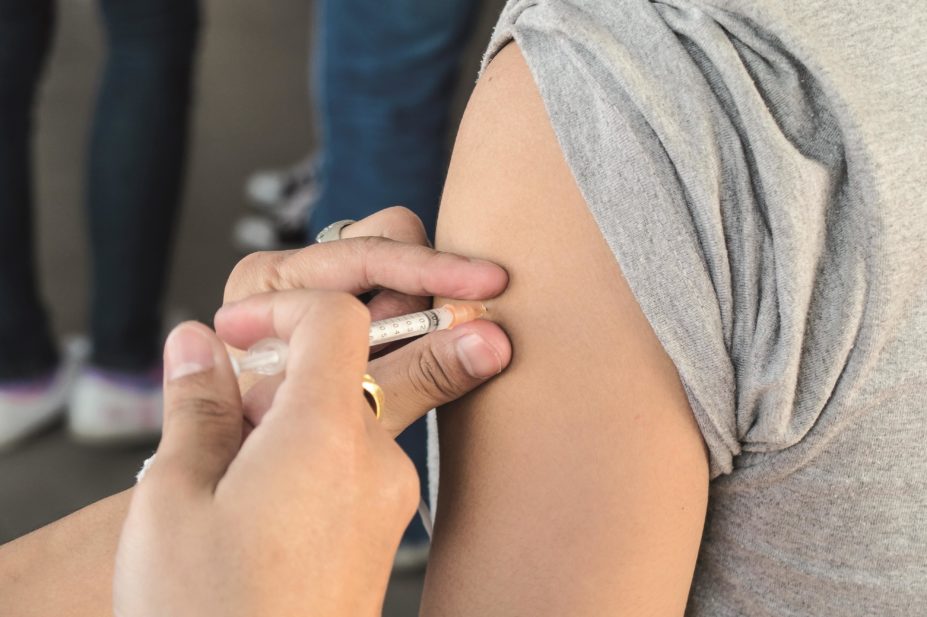 A patient being given an influenza vaccination