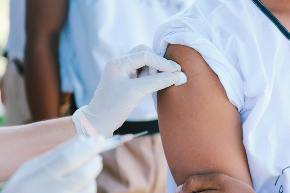 Person receiving vaccination