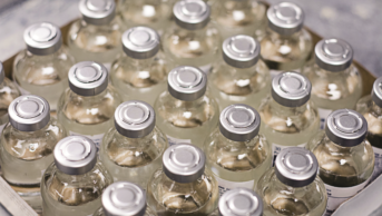 Rack of vaccine vials
