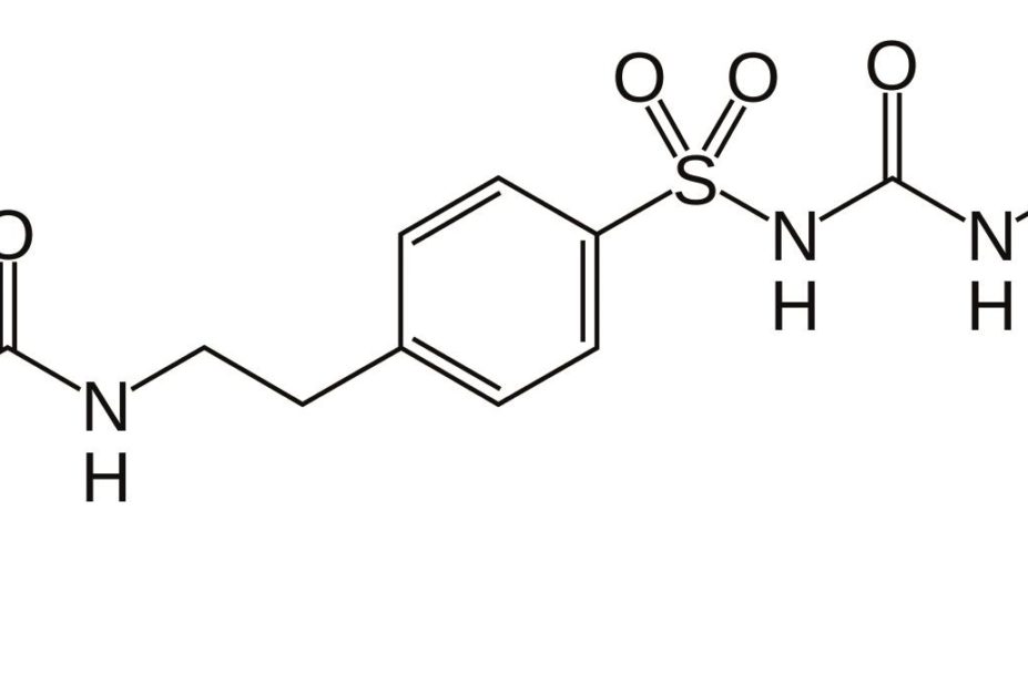 Molecular structure of glimepiride, a diabetes drug which is activated by light and causes the pancreas to release insulin