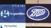 Split image of The Guardian logo and Boots logo