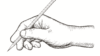 hand drawn hand  holding a pen